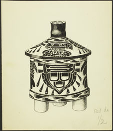 Fig. 11. Vase à couvercle. Décor en champlevé. Teotihuacan III. Teotihuacan,…