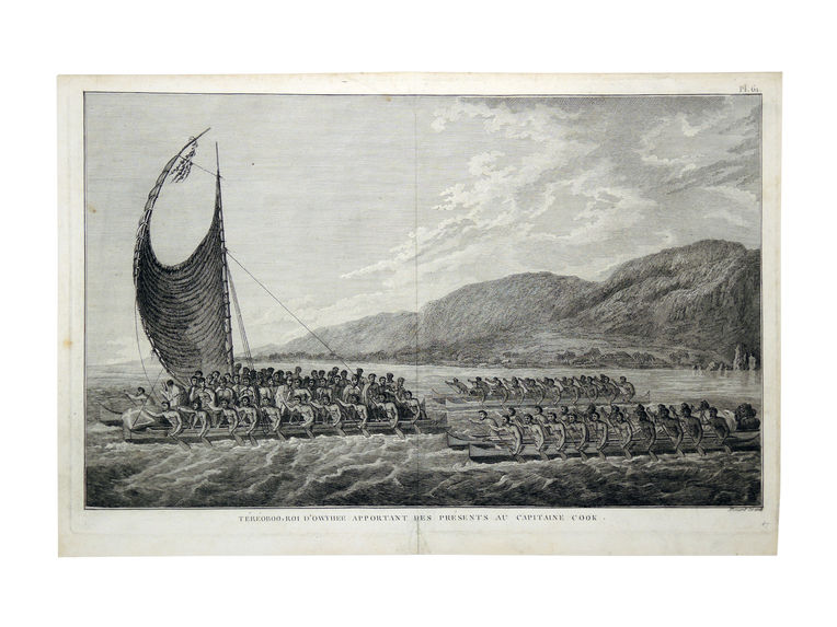 Tereoboo, roi d’Owyhée apportant des présents au capitaine Cook