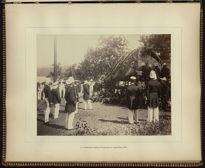 Commodore reading proclamation at Argyll Bay N.W.