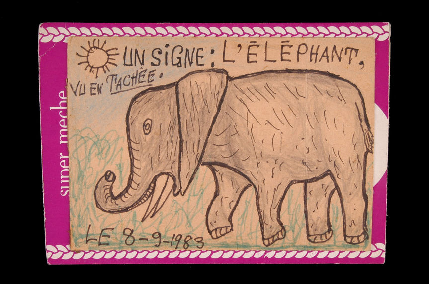 Dessin : Un signe : l'éléphant, vu en tachée