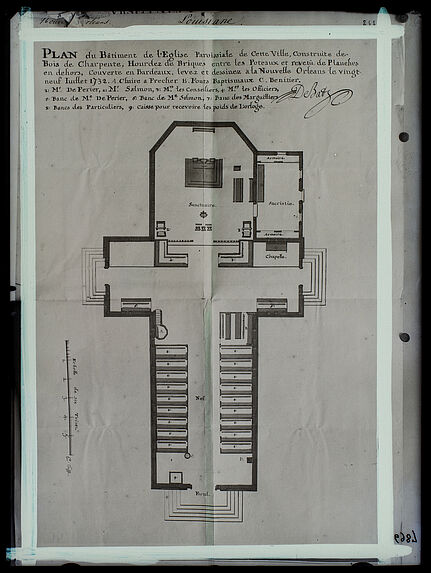 Plan du bâtiment de l'église paroissiale de La Louisiane