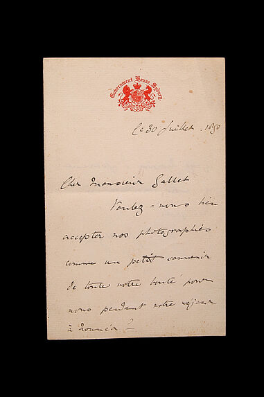 Lettre de M. E Jersey au Gouverneur Gallet en date du 30 juillet 1890