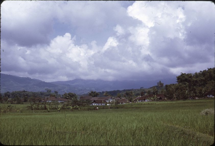 Sans titre [vue sur une rizière et un village]