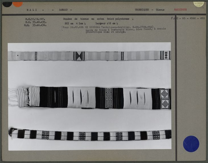 Bandes de tissus en coton teint polychrome