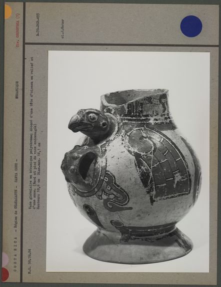 Vase globulaire en céramique polychrome