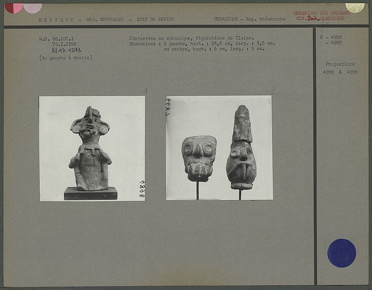 Statuette en céramique, figurations de Tlaloc