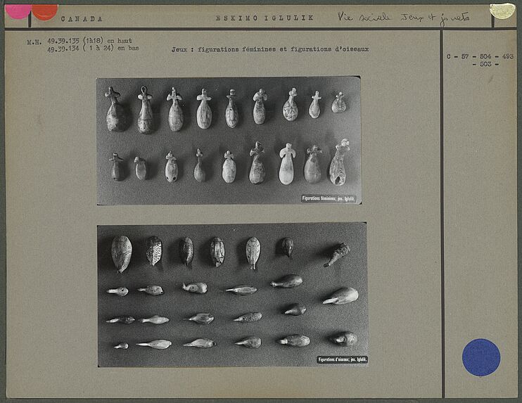 Figurations féminines et figurations d'oiseaux, jeu iglulik