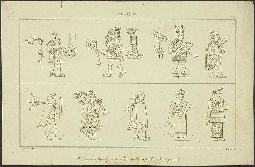Mexique. Costumes dessinés par des peintres du temps de Montézuma