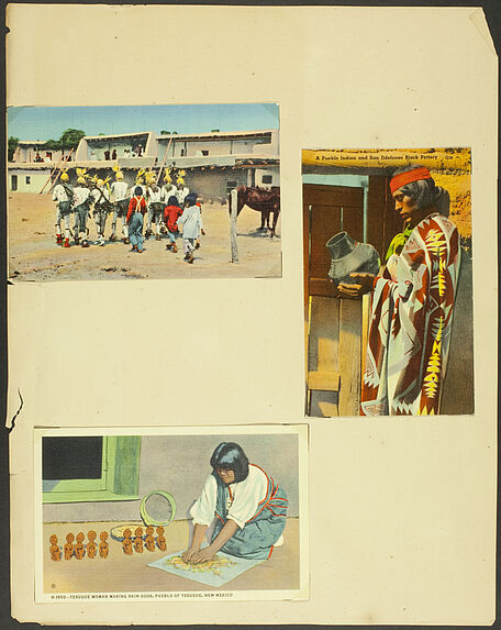 Tesuque woman making rain gods, pueblo of Tesuque, New Mexico