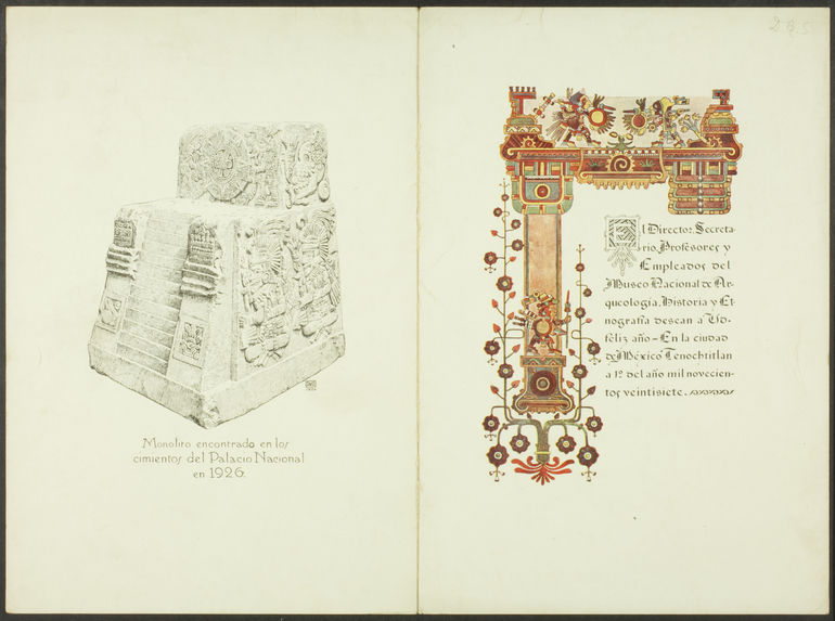 Sans titre [carte de voeux de l'année 1927 du Museo Nacional de Arqueologia, Historia y Etnografia du Mexique]