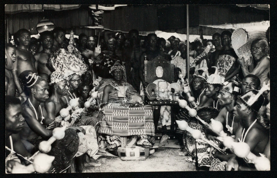 The Asantehene, Otumfuor sir Agyeman Prempeh II, at a Durbar with the Golden stool