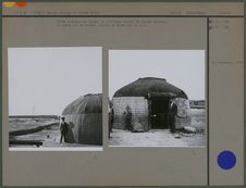 Tente turkmène en feutre (à l'origine blanc) et paille tressée