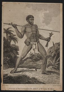 A savage of New Caledonia in the attitude of throwing the Spear