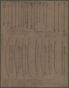 Casse-tête, arcs et flêches, sagaies