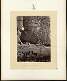 Ancient ruins in the Cañon de Chelle, N.M. In a niche 50 feet above present…