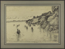 Le capitaine Thoreux et sa colonne remontant les rapides de Sambor le 8 mai 1893…