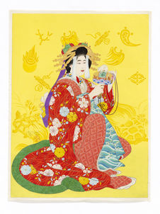 Daikoku, Dieu de la richesse, personnifié par une courtisane du Shimabara