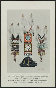 Head dress and wands used in corn dance by the Zuñi Indians of New Mexico