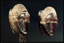 Portrait masks of a man and woman. Baule people, Ivory Coast.