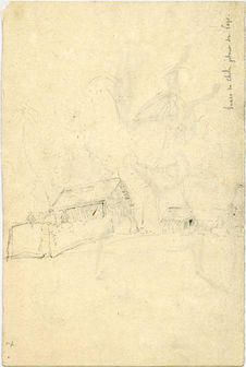 Sketch of house side in the Marquesas