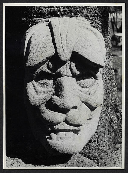Sculpture sur pierre, tête de vieillard, Kaminaljuyú