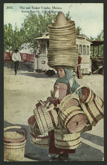 Hat and basket vendor, Mexico