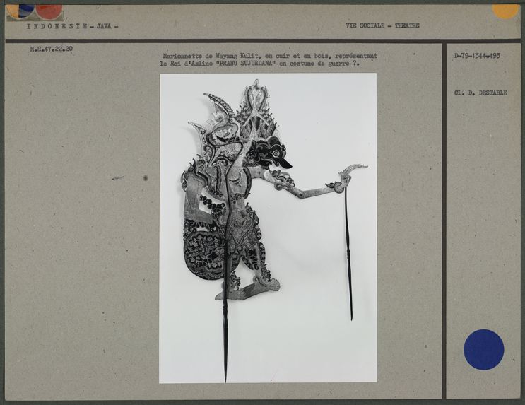 Marionnette de Wayang Kulit : Roi d'Aslino