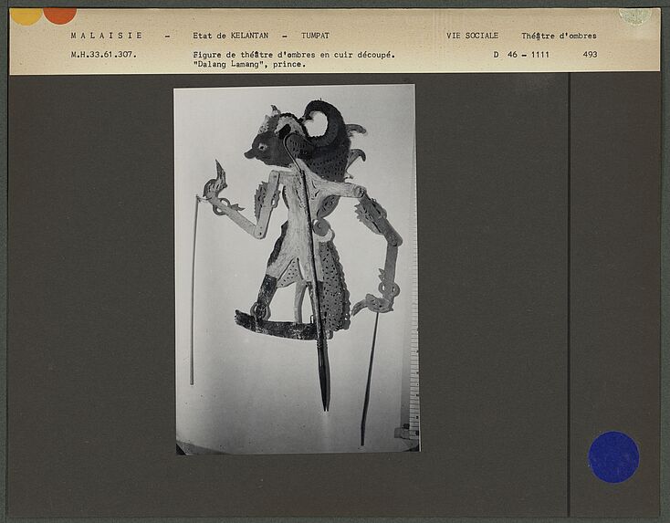 Figure de théâtre d'ombres malais Wayang Jawa : prince Dalang Lamang