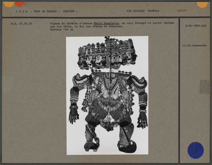 Figure du théâtre d'ombres : Ravana aux dix têtes