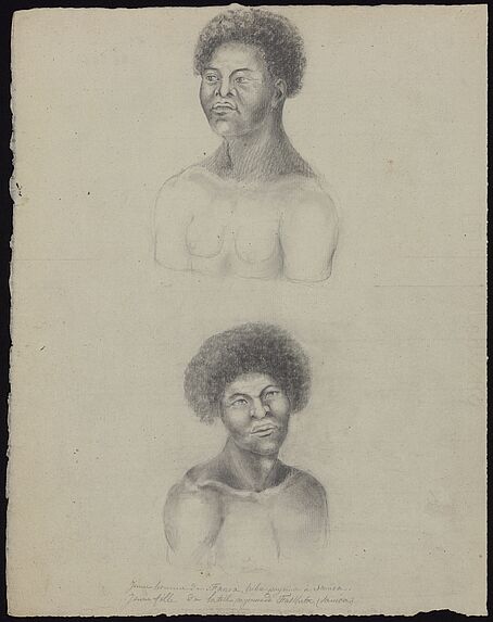 Jeune homme de Fanoa, tribu payenne de Samoa et jeune fille de la tribu payenne de Fraskata (Samoa)