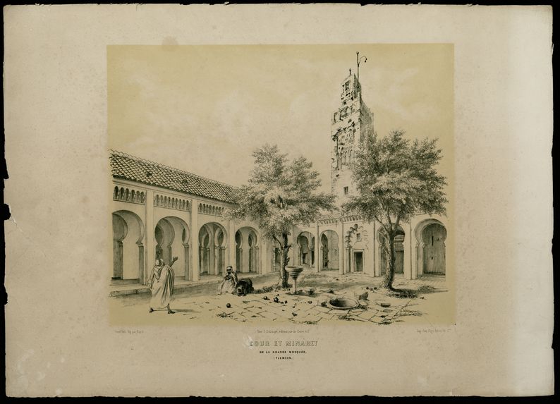 Cour et minaret de la grande mosquée, (Tlemsen.)