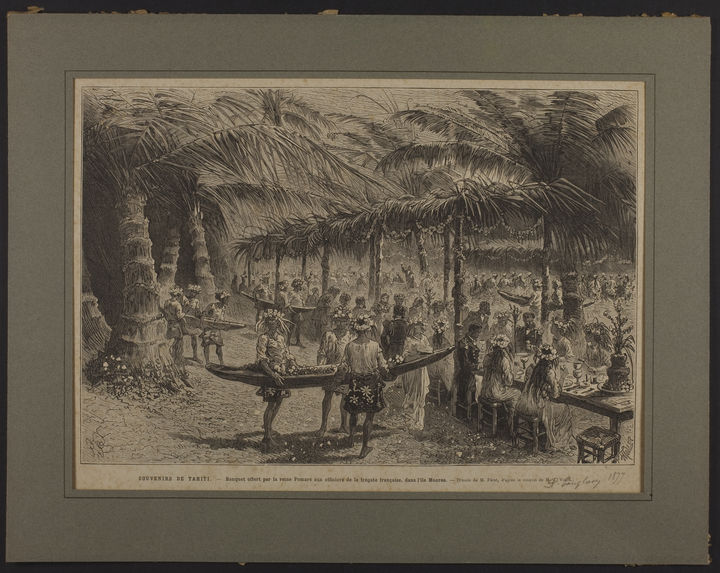 Souvenirs de Tahiti - Banquet offert par la reine Pomaré aux officiers de la frégate française dans l'île Moorea