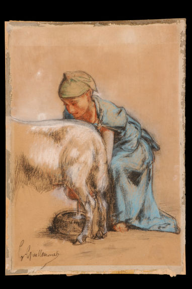 Femme [algérienne] trayant une chèvre