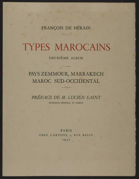 Page de titre du premier album des &quot;Types Marocains &quot; par François de Herain - 1931