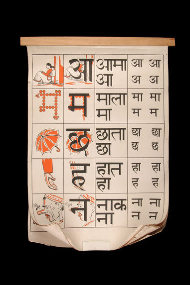 Tableau illustré de l'alphabet népalais