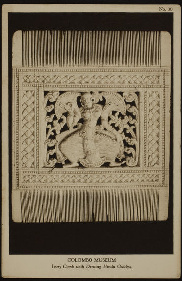 Ivory comb with dancing hindu goddess