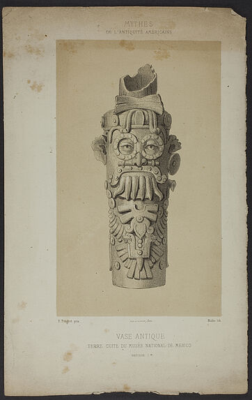 Mythes de l'antiquité américaine. Vase antique. Terre cuite du Musée national de Mexico.