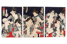 Triptyque d'estampes japonaises: hommes