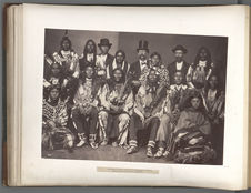 Group of Crow delegation to Washington in 1872, including agent Pease and the…