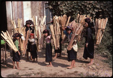 Petites filles transportant le bois à vendre au marché