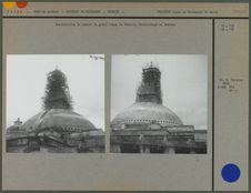Restauration du sommet du grand stupa de Bodnath