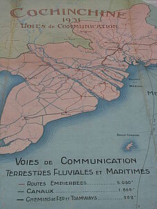 Carte: Cochinchine 1931 - voies de communication Terrestres Fluviales et…