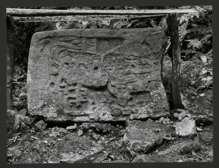 Yaxchilan, partie supérieure d'une stèle anthropomorphe