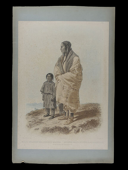 Dacota Indianerin und Assiniboin mädchen. Indienne Dacota et jeune fille Assiniboine
