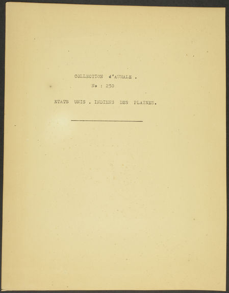 Collection d'Aumale. N° 230. Etats-Unis. Indiens des plaines