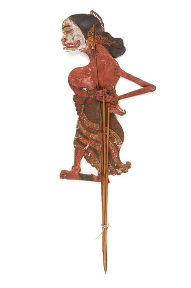 Figure de wayang kulit : Babu Astina probablement Limbuk