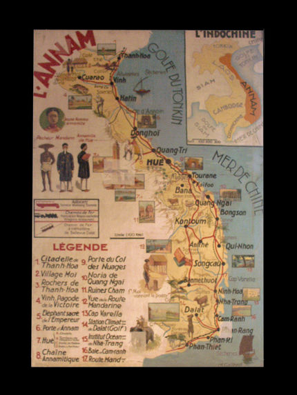 Grande carte touristique de l'Annam