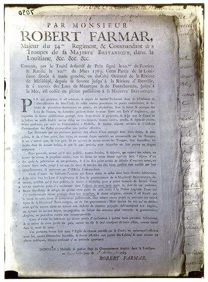 Traité de paix par Mr Robert Farmar 1763