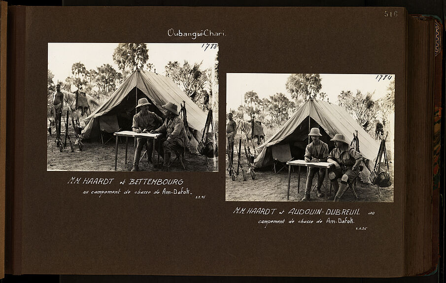 MM. Haardt et Audouin-Dubreuil au campement de chasse de Am-Dafok