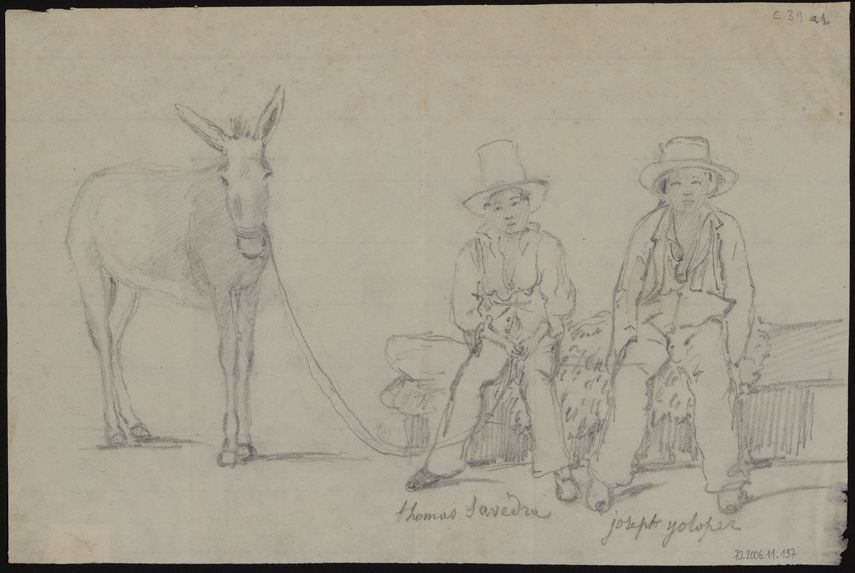 Thomas Savedra et Joseph Yoloper, plus un âne